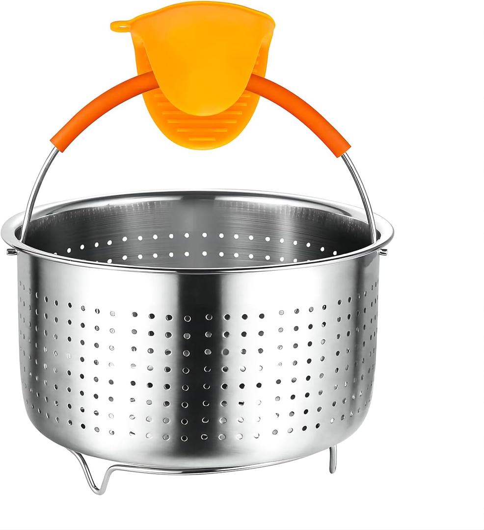 GREATLINK Vegetable Steamer Basket for Pot, Instant Pot Accessories 3Qt, Stainless Steel Mesh Strainers and Colanders for Cooking Broccoli, Eggs, Pasta, Quinoa, Spaghetti (3 Qt - Steamer Basket)