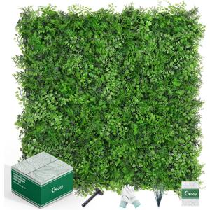 20"x20" Artificial Hedge Grass Wall, 8PCS Boxwood Panels, Greenery Backdrop Panles, UV Protected Privacy Fence Screen, Green Wall Decor for Outdoor Indoor Wedding Dcor (Fern)