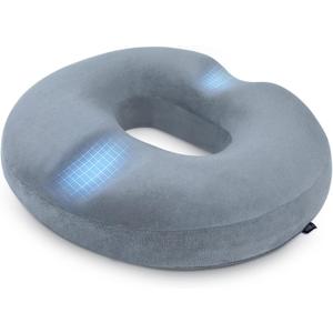 HOMCA Donut Pillow for Tailbone Pain, Hemorrhoid Pillows for Sitting After Surgery, Memory Foam Coccyx Cushion for Postpartum Pregnancy, Car Seat Office Chair Cushion for Pressure Relief (Grey)