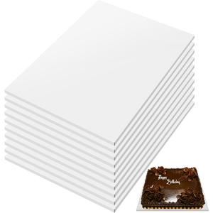10 Pack 13.4 x 18.8 Inch Half Sheet Rectangle Cake Drum Board 1/2 Inch Thick Rectangular Cake Board Greaseproof Foil Corrugated Base for Desserts Display, White