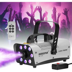 Fog Machine 700W with 8 LED Par Lights, Wireless Remote, and Auto Mode - Ideal for Parties, Halloween, and Stage Effects