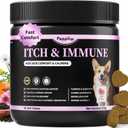 Itch Relief for Dogs - Turmeric Supplements for Itching Skin Comfort & Coat Health & Seasonal Allergy Care, Immune Support Supplement with Omega-3 Fish Oil, Biotin - Beef Flavor - 90 Count