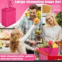 Windyun 200 Pcs Reusable Tote Bag Bulk 8 x 4 x 10 Inch Non Woven Shopping Bag with Handle Christmas Reusable Grocery Gift Tote (Rose Red)