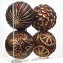 Hollyone 4.7 Inch Large Brown and Gold Christmas Ornaments 4Pcs Christmas Tree Balls Bronze Ornaments Shatterproof Christmas Ornaments for Xmas Tree Decor Party Wreath Home Decor (Brown, 120mm)