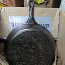 Lodge 13.25 Inch Dolly Parton Pre-Seasoned Cast Iron Stamped Skillet - Signature Teardrop Handle - Use in the Oven, on the Stove, on the Grill, or Over a Campfire - Clear Blue Morning