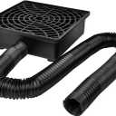 Catch Basin Gutter Downspout Extensions, 12"12" Low Profile Catch Basin Downspout Extender with 2" ID Flexible Pipe, No Deep Dig Needed, Rainwater Diverter, Pipe Stretched Length 8.2ft