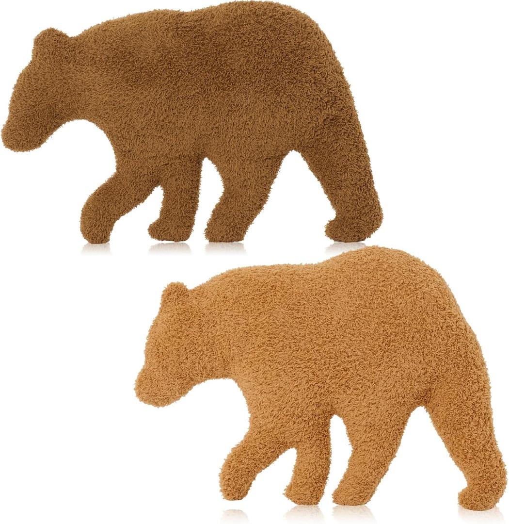 Jenaai 2 Pcs Valentines Gift Pillow Bear Nugget Pillow, 14 Inch Funny Fried Chicken Throw Plush Brown Decorative Polar Bear Stuffed Animal Birthday Gift Idea for Winter Party Room Decoration