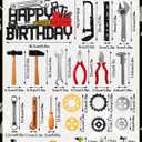 24 Pack Construction Tools Cake Toppers Wrench Hammer Screwdriver Drill Plier Handsaw Tape Measure Gear, Birthday Labor Day Party Supplies for Boys & Men