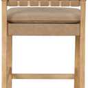 Nathan James Cohen Mid-Century Modern Suede Bar Stool, Counter Height Chair in Solid Wood Frame with Footrest and Woven Suede Back for Kitchen, Natural Brown, Set of 2