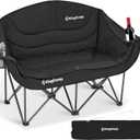 KingCamp Double Camping Chair, Oversized Heavy Duty 660lbs Loveseat for Adults Portable Folding XL 2 Person Couch Padded Comfortable Two Seat with Cup Holder for Outdoor Lawn Backyard, Black
