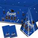 3 x 2 Pack Graduation Tablecloth - Congrats Grad Table Cloths, Plastic Disposable Rectangle Blue Class of 2026 Table Cover for Graduation Tables Decorations Party Decor Supplies Favors,108 x 54 Inch
