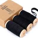Vitalizart Black Velvet Ribbon Set 3/8" x 15 Yd Wooden Spool Fabric Trim 3 Rolls * 5 Yd for Christmas Wreath Decoration Handmade Craft Ornaments Gift Wrapping & Bow Making