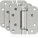 JOYNY 3 Pack Self Closing Door Hinges, 4 Inch Spring Loaded Door Hinges for Garage, Front, Back Door, Left/ Right Hand, Adjustable Tension, 5/ 8'' Radius Corners, UL Listed, Brushed Nickel