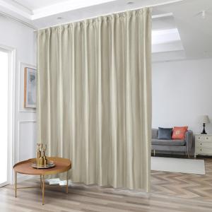 Room Divider Curtains, Blackout Ceiling Track Curtains with Hook,Extra Wide Theater Divider Curtains for Living Room and Bedroom (1Panel, Beige, W8.3ft x H7ft) (100"W x 84"L (Pack of 1), Beige)