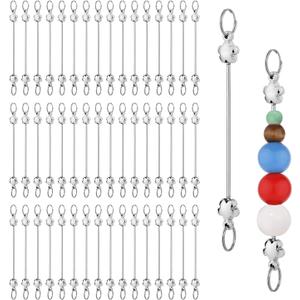 50pcs Blank Beadable Keychain Bars, Flower Shaped Bead Keychain Charms Detachable Key Chain Making Accessories for DIY Craft Project Pendant