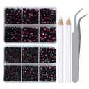 LPBeads 6400 Pieces Hotfix Rhinestones Amethyst Flat Back 5 Mixed Sizes Crystal Round Glass Gems with Tweezers and Picking Rhinestones Pen (Mix SS6-SS30)