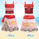 Meland Princess Dress Up for Girls, Dress Up Clothes with Light Up Flower Crown, Halloween Costumes for Girls Toddlers 3-8 (S)