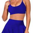 Kisscynest Womens Swim Skirt High Waisted Bikini Sets Two Piece Tummy Control Swimsuits Scoop Neck Sporty Bathing Suit, Size Small