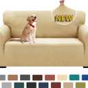 XINEAGE 2025 New 1 Piece Couch Covers for 2 Cushion (55"-69") Stretch Loveseat Sofa Cover Slipcover Jacquard Universal Furniture Protector with Elastic Bottom for Kids,Dog (Loveseat, Beige) (Medium (55"-69"))
