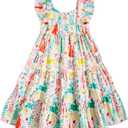 Vieille Toddler Girls Summer Dress Ruffle Sleeveless Casual Beach Sundress Tiered Swing Princess Dress for 2-8 Years