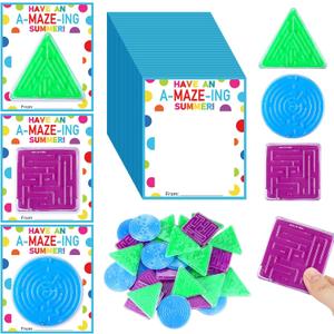 72 Pcs End of Year Gifts Having an Amazing Summer Card with Three Shape Mazes Set for Students Boys Girls School Classroom Exchange Gifts Classroom Prizes Party Favors