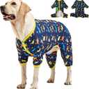 LovinPet Big Dog Pajamas for Large Dogs/Prehistoric Adventure Dinosaur Navy Print/Lightweight Stretchy Knit Pullover Dog Clothes/Large Dog Onesie, Pet Pajamas for Dogs, Pet PJ's/XXL