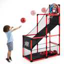 JOYIN Red Arcade Basketball Game Set, Indoor Basketball Hoop for Kids 3+ Years Old, Easy Set Up Sports Toy with 4 Balls, Gifts for Boys and Girls