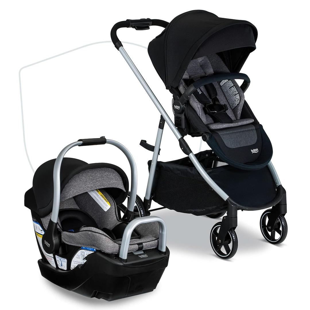 Britax Willow Grove SC Baby Travel System, Infant Car Seat and Stroller Combo with Alpine Base, ClickTight Technology, SafeWash, Pindot Onyx, Expiration Date: 12/2030