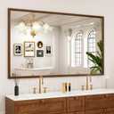 Rectangle Walnut Bathroom Mirror 60x36 Inch, Anti-Rust 4MM Tempered Glass, Modern Vanity Mirror for Bathroom, Horizontal or Vertical Wall Mount (Walnut_wood Grain)