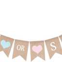2 x GCQQ He or She Banner, No DIY He or She Gender Reveal Burlap Banners, Baby Shower Banner Sign for Girls or Boy, Gender Reveal, Welcome Baby Backdrop Decoration