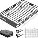 Wildroad Car Roof Cargo Basket Combo of Upgraded 64"x 39"x 4" Roof Rack Cargo Basket with 21 Cubic ft Waterproof Cargo Bag, Cargo Net, Ratchet Straps and Anti-Rust Sealant