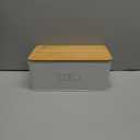 Culinary Couture White Bread Box for Kitchen Countertop with Bamboo Lid - Large BreadBox for Homemade Bread - Storage BreadBox with Cutting Board Lid