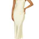 Phicia Sexy Satin Halter Neck Backless Maxi Dress for Women Elegant Tie Cowl Back Formal Wedding Guest Dress for Summer Large