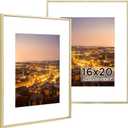 Golden State Art 16x20 Gold Aluminum Frame, For 11x14 Photo, With Mat