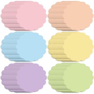 60Pcs Pastel Scalloped Paper Placemats 13.5 Inch Colorful Disposable Place Mats Round Table Mats for Birthday Wedding Party Dinner Table Setting