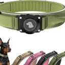 2025 New and Improved AirTag Dog Collar, Military Tactical Dog Collar with AirTag Holder - Adjustable Control Handle, Durable Metal Buckle, Comfortable GPS Dog Collars (M, Black)