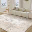 6x9 Washable Area Rug Beige Grey Abstract Non Slip Soft Medium Pile Rug for Living Room Bedroom Dining Room Office Neutral Modern Indoor Throw Carpet for Home Decor