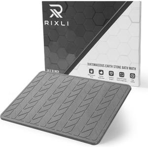 Diatomaceous Earth Stone Bathmat | Eco-Friendly XL Stone Bath Mat 18x24 Inch. Instant Dry Bathroom Mat with Sandpaper & Pads. Multiuse, Kitchen Counter & Dog Bowl Mat. 1 Grey Arrow