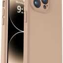 Vooii Compatible with iPhone 14 Pro Case, Liquid Silicone Upgrade [Camera Protection] [Soft Anti-Scratch Microfiber Lining] Shockproof Phone Case for iPhone 14 Pro 6.1 inch - Light Brown