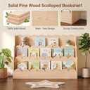 Scalloped Book Shelf, Montessori Bookcase for Kids, Wooden Book Rack for Classrooms, Playrooms.(29.6" W *10.6" D*27.6" H), 39.4" W*10.6" D*27.6" H