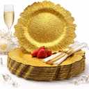 Gold Charger Plates bulk 50, Reef Gold Chargers for Dinner Plate, Round Plastic Table Chargers for Thanksgiving, Christmas,Mothers Day,Wedding (50), 13inch
