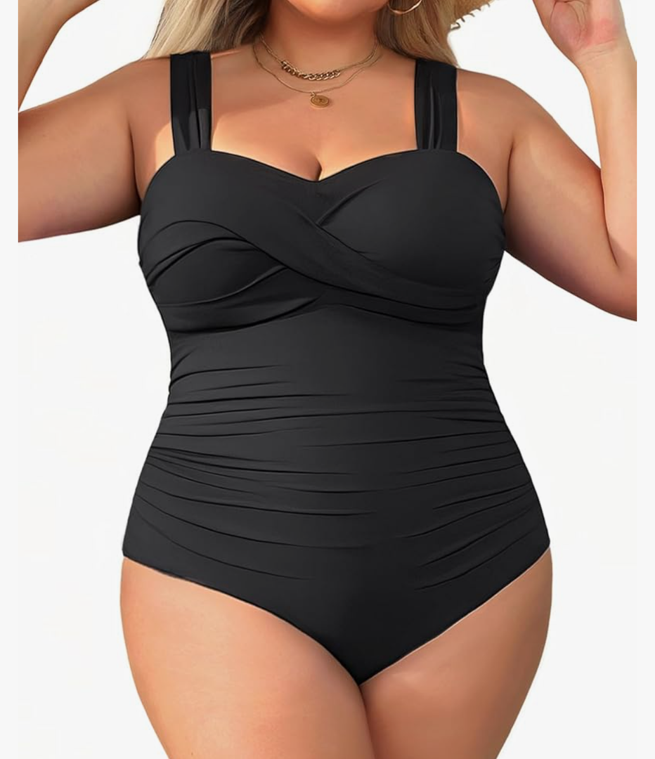 Yonique Plus Size One Piece Swimsuit for Women Tummy Control Bathing Suit Ruched Swimwear 24W