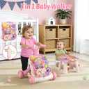 QDRAGON 3 in 1 Baby Walker and Activity Center for Girl, Learning to Walk, Sit to Stand, Early Educational Push Toys with Music Panel for Infant Toddler 12+ Months Pink