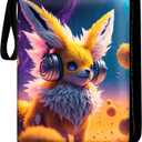 Trading Card Binder,9 Pocket Slots For Cards, Double Sided Sheet, Anti-Slip Pockets, Card Binder For Collectibles, Card Holder with Zipper, Fits Standard Size Cards,Creature Designed Purple and Yellow