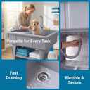 Portable Utility Laundry Sink with Washboard & Hose Hookup, Freestanding Outdoor Plastic Tub for Washing Room, Garage, Pet Wash, Garden – Lightweight & Easy to Use, One Size