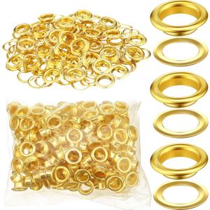 WILLBOND Grommet and Washer Grommet Kit Finish Eyelet for Clothes Fabric Leather Tag Bag(500 Pieces,Gold,1/2 Inch)