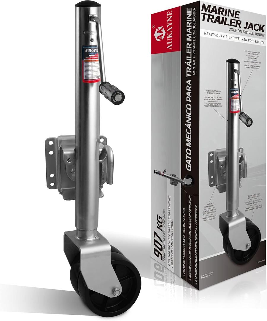 Boat Trailer Jack with Wheel Swivel- 2000 LBs 12" Lift Heavy Duty (Silver)