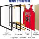 Jersey Frame Display Case 1 Pack, Large Wooden Sport Jersey Shadow Box Frame with Mats and Real Tempered Glass Cover for Football Hockey Baseball Basketball Soccer Shirt,Black