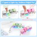 2 Pack Keyboard Fidget Toy Light Up Clicky & Silent Keyboard Clicker Fidget Keychain Quiet Fidget Toys for Adults, Sensory Toy for Boost Focus & Calm Anxiety at Work, Travel Stress Relief Gifts