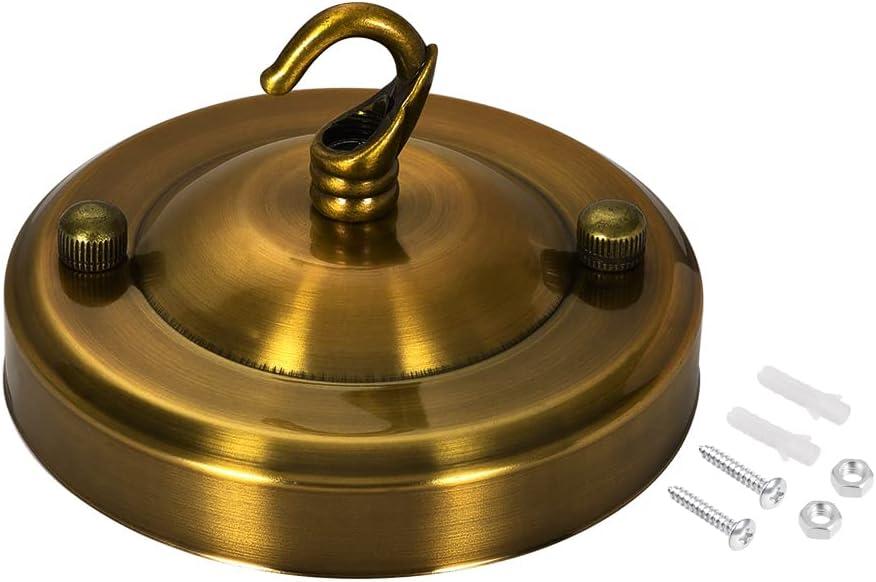 uxcell Retro Light Canopy Kit with Hook, Vintage Chandelier Ceiling Plate, for Light Fitting Accessory DIY, 104mm 4.1Inch Gold Bronze